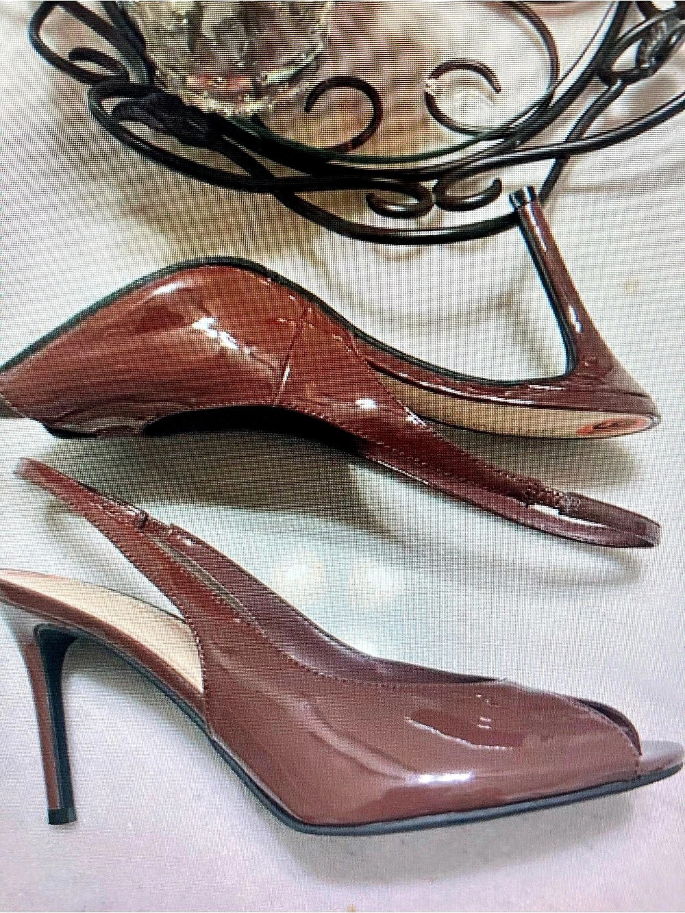 Nine West Pretta Peep Toe Slingback Pumps Brown